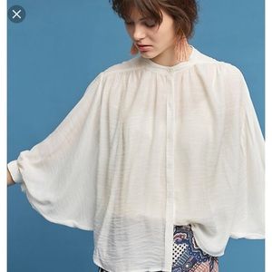 Anthropologie Sheer White Swing Blouse